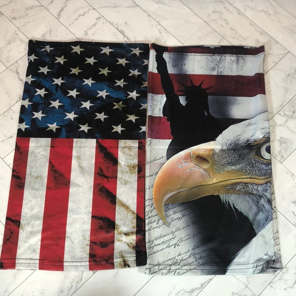NWT Set Of 2 Face Mask Bandana Scarf Gaiter American USA Flag Eagle Liberty